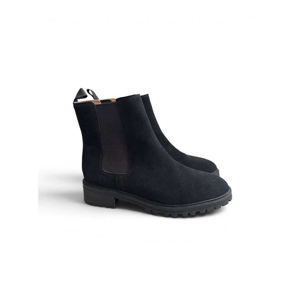 Quince Women's Size 10 Black Suede Chelsea Water Repellent Lugsole Boot